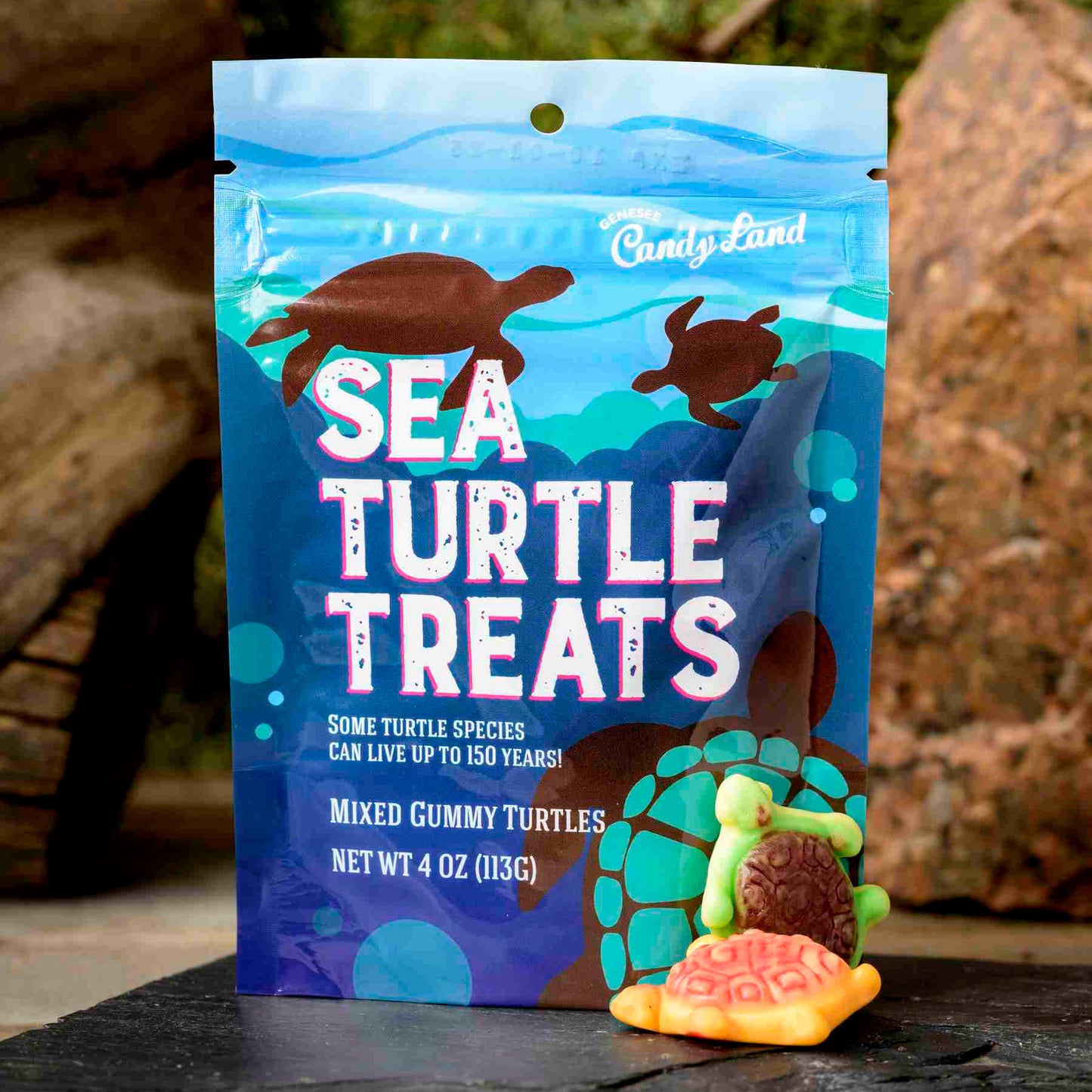 Sea Turtle Treats Animal Trackers gummy candy pouch Genesee Candy Land Wholesale