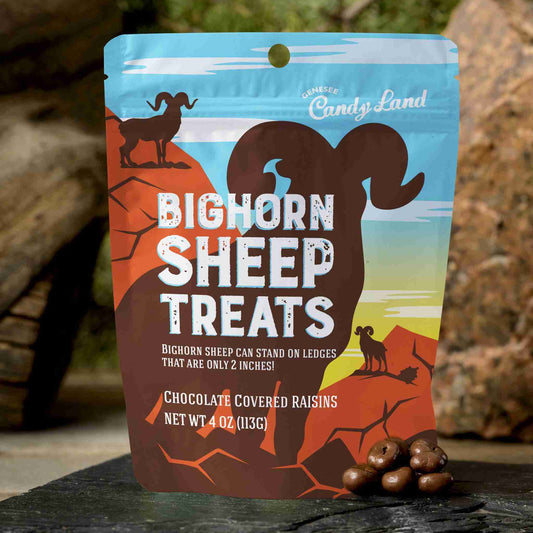 Bighorn Sheep treats animal trackers poop chocolate candy Genesee Candy Land