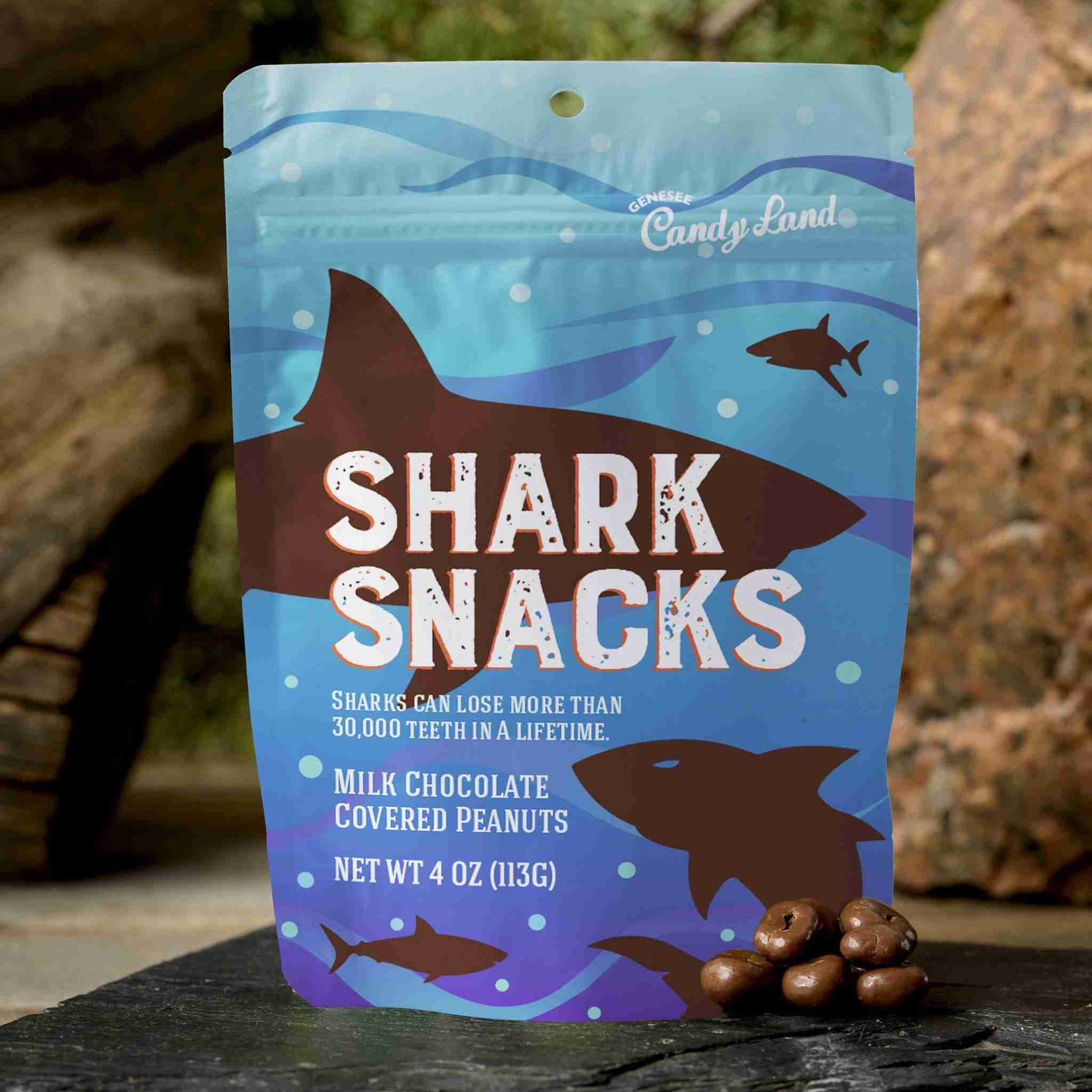 Shark Snacks Animal Trackers poop chocolate candy Genesee Candy Land
